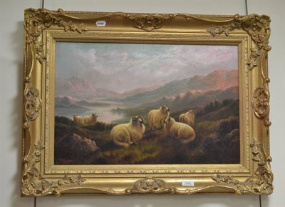 Lot 1065 - W.P Hollyer (1834-1932) ";Morning"; Sheep in a highland landscape, signed, signed and inscribed...