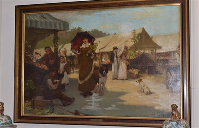 Lot 1074 - Alfred H Phillips (fl.1872-1904) ";Market Day"; signed, oil on canvas, 99cm by 150cm...