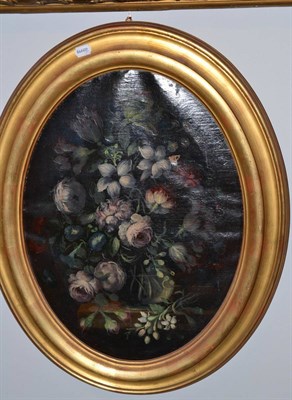 Lot 1094 - # Manner of J. P. Monnoyer (19th century) Still life of assorted flowers in a vase on a stone...