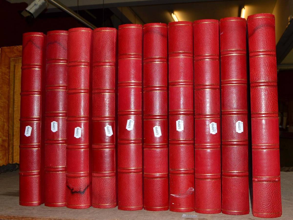 Lot 1471 - Ten red Morocco leather solander boxes  Provenance: Windsor, Royal Library