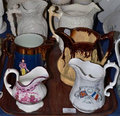 Lot 10 - Staffordshire smear glazed stoneware "PRINCE CONSORT" commemorative jug, circa 1861, 21cm high;...