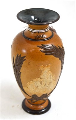 Lot 13 - A Doulton Lambeth stoneware Australia commemorative vase, circa 1886, of baluster form moulded...