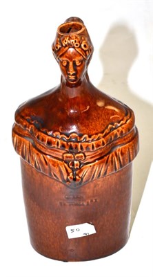 Lot 26 - A treacle glazed pottery flask circa 1837, modelled with Victoria, titled ";Queen Victoria...
