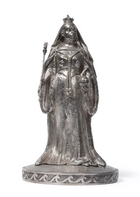 Lot 52 - A silver model of Queen Victoria, by J E, London 1889, realistically modelled wearing full...