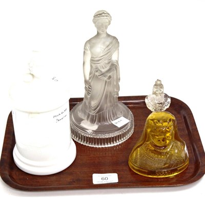 Lot 60 - A pressed glass model of Queen Victoria, late 19th century, standing wearing flowing robes,...