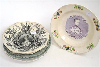 Lot 61 - A Staffordshire pottery nursery plate, circa 1805, printed and painted with a portrait of ";THE...