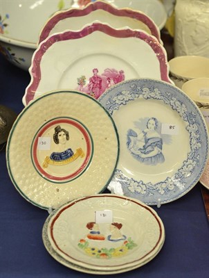 Lot 65 - A Staffordshire pottery nursery plate, circa 1840, moulded and painted with ";VICTORIA";, 17cm...