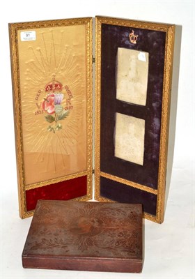 Lot 91 - A coronation commemorative red morocco covered writing slope, 1838, embossed with a bust of...