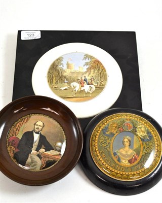 Lot 123 - A Pratt type pot lid, mid 19th century, printed with a bust portrait of Queen Victoria titled...