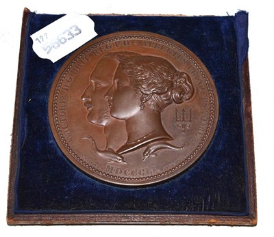 Lot 155 - A bronze Great Exhibition prize medal, 1851, cast with bust portraits of Queen Victoria and...