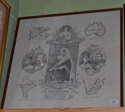 Lot 162 - A printed cotton souvenir panel titled ";The Longest Reign in British History Hey Most Gracious...