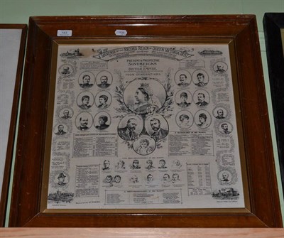 Lot 163 - A printed cotton souvenir panel titled ";A Souvenir of the Record Reign of Queen Victoria...