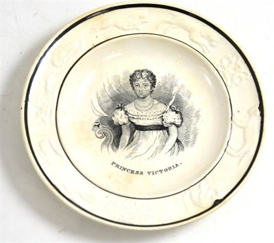 Lot 166 - 19th century nursery plate printed with ";PRINCESS VICTORIA";, 17.5cm diameter, as illustrated...