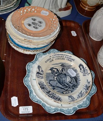 Lot 173 - Staffordshire pottery Diamond Jubilee commemorative dessert plate of scalloped form, 24cm diameter
