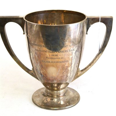 Lot 193 - Art Deco silver twin handled trophy cup, Bramham Moor Hunt Point to Point Adjacent Hunt...