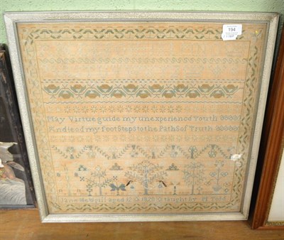 Lot 194 - Sampler by Jane Hewgill, aged 12, circa 1820