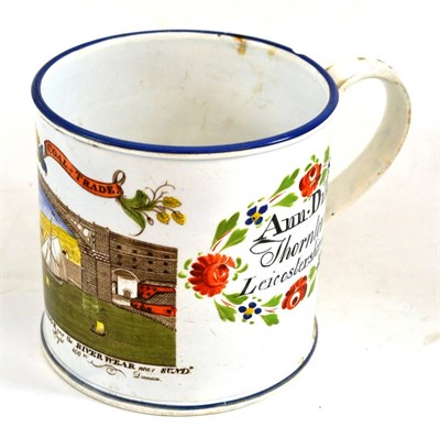 Lot 262 - Creamware Sunderland Bridge mug, 12cm high