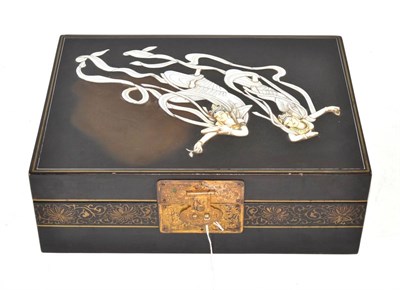 Lot 275 - Japanese black lacquered and mother-of-pearl jewellery box, 34cm wide