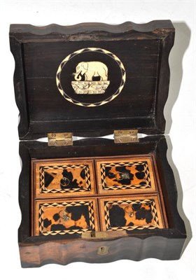 Lot 278 - Anglo-Indian late 19th/early 20th century coromandel jewellery/sewing box with tortoiseshell...