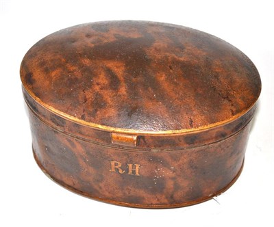 Lot 279 - A 19th century toleware wig tin, monogrammed RH