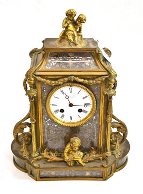 Lot 294 - A gilt metal striking mantel clock, retailed by Payne & Co, 163 New Bond Street, London, circa...