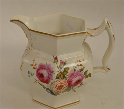 Lot 318 - A pearlware jug, dated 1845, of hexagonal form, inscribed ";Mary Rutter 1845";, 20cm high