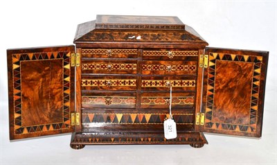 Lot 321 - A 19th century Tunbridgeware table casket, the caddy top with a view of a castle over two parquetry