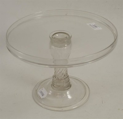 Lot 338 - A glass tazza, mid 18th century, the circular top on a twist stem, 24cm diameter