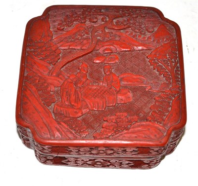 Lot 351 - A Chinese cinnabar lacquer box and cover, 13cm diameter