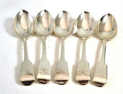 Lot 387 - Five Georgian silver tablespoons