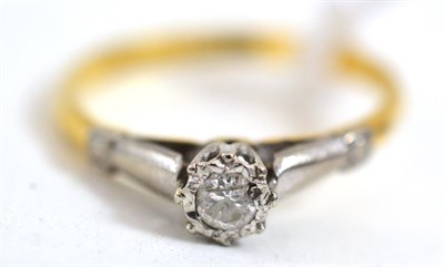 Lot 406 - A diamond solitaire ring, circa 1930, the old cut diamond in a white collet setting with white...