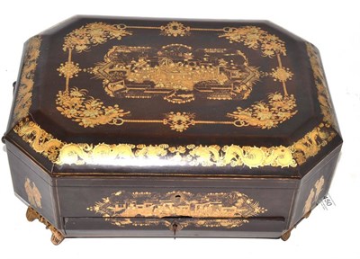 Lot 450 - Chinese lacquer workbox, 36cm wide