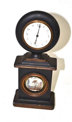 Lot 465 - An unusual mantel timepiece, circa 1800, black painted alabaster case, base with a painted...