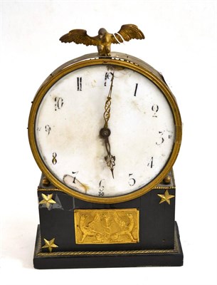 Lot 472 - An Austrian ebonised striking mantel clock, early 19th century, gilt metal mounted case, 7-inch...