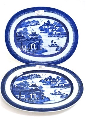 Lot 478 - A pair of 18th century Chinese platters decorate with landscapes, 33cm diameter