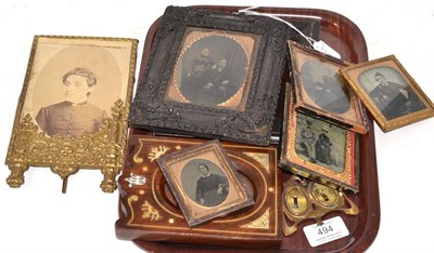 Lot 494 - A 19th century silhouette, seven photographs and two frames