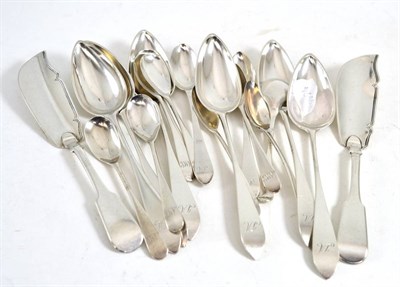 Lot 579 - A collection of Scottish silver including two tablespoons, teaspoons, egg spoons etc