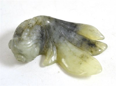 Lot 580 - A Chinese jade figure of a Shubunkin, 7cm long