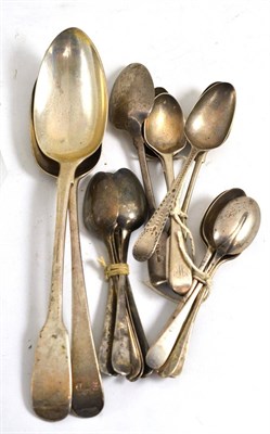 Lot 599 - Sixteen silver teaspoons and two silver tablespoons (18)