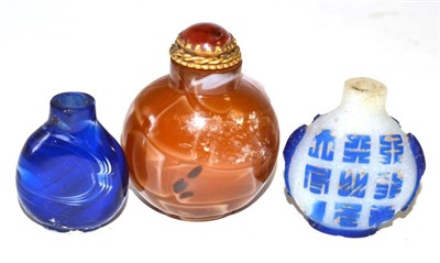 Lot 608 - Three Chinese glass snuff bottles