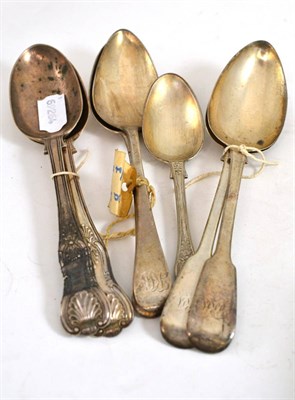 Lot 615 - Three pairs of silver tablespoons and a plate spoon