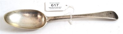 Lot 617 - A George III silver Old English pattern spoon, London 1770, maker's mark worn