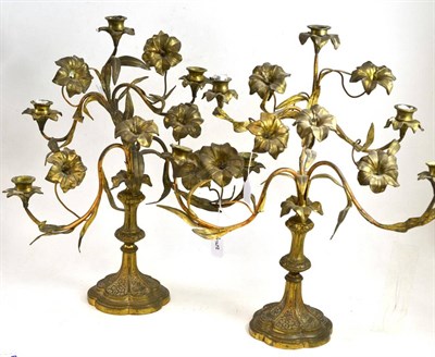 Lot 623 - Pair of ormolu candelabra, height 49cm