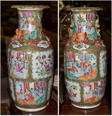 Lot 625 - A pair of 19th century Chinese export porcelain large baluster vases, Canton, circa 1860, with...