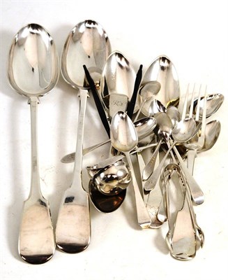 Lot 637 - A collection of silver including teaspoons and two silver plated basting spoons, etc