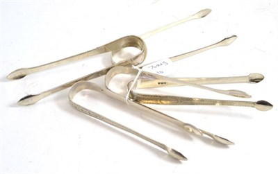 Lot 639 - Five pairs of silver sugar nips