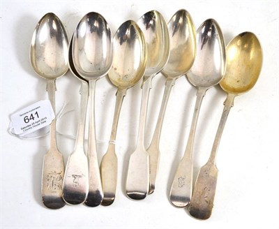 Lot 641 - Eight assorted silver dessert spoons