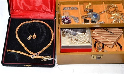 Lot 646 - Two boxes containing assorted jewellery including an opal pendant, a brooch by Catherine...