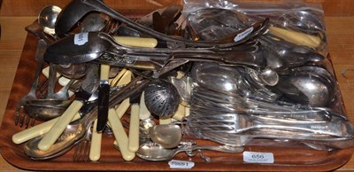 Lot 656 - A tray of plated flatware