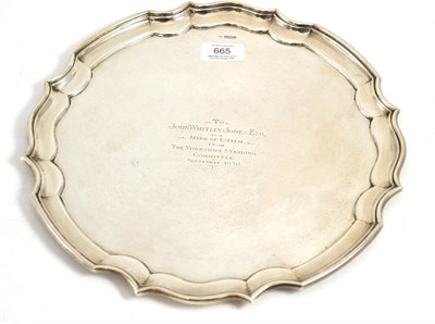 Lot 665 - Silver salver engraved to John Whitley Jones, date 1930